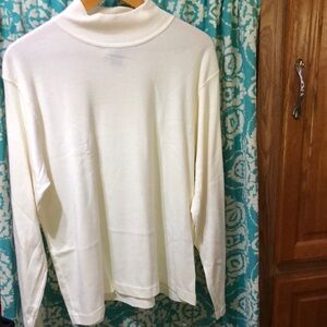 Cream Mock Turtleneck Long‎ Sleeve Top Vintage